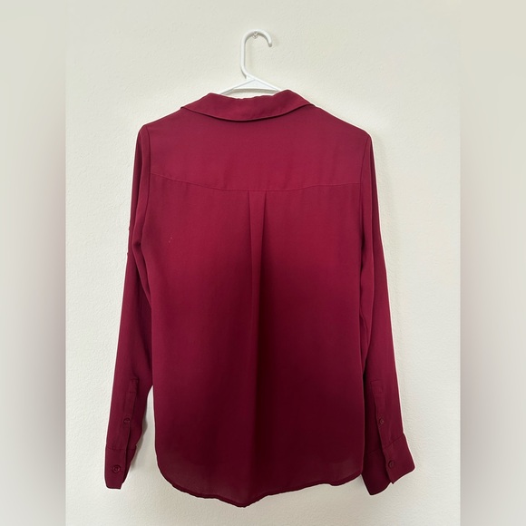 Express The Portifino Shirt Burgundy Blouse - Picture 2 of 3